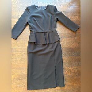 Zara Black Peplum below knee Dress